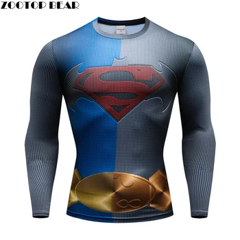 

Superman 3D T Shirt Long Sleeve Sport Shirt Men Quick Dry Men's Running T-shirts Gym Clothing Fitness Top Captain superman shirt