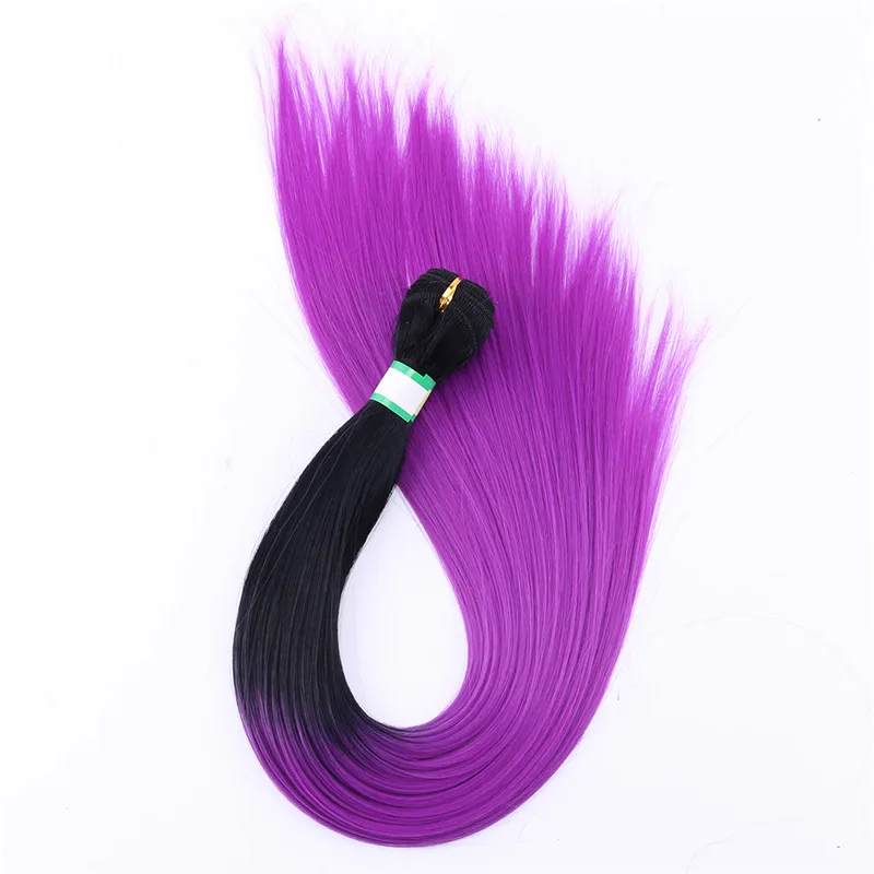 T1B-Purple 16-24 дюймов 100 г/шт. прямые волосы для наращивания черный светло-розовый Омбре синтетические волосы пучок для женщин - Color: T1B-Purple