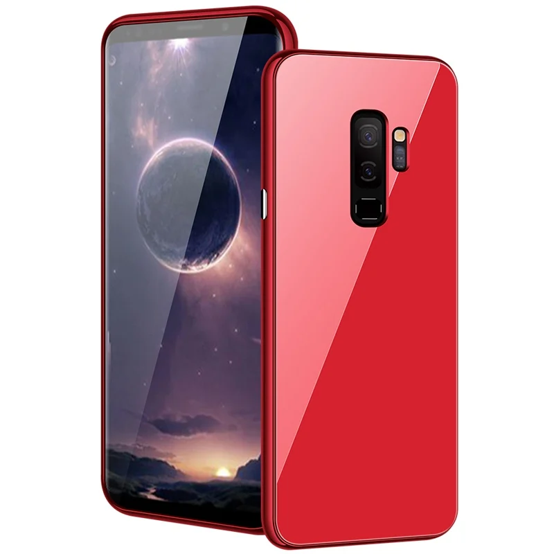 Магнитный пластиковый чехол-бампер для samsung Galaxy S10, S9, S8 Plus, S10e, Note 9, 8, S7 Edge, цвет Macron, картина маслом, закаленное стекло - Цвет: Red