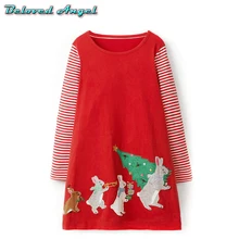 Одежда для девочек; Брендовое платье для девочек; сезон осень-зима; платья принцессы с длинными рукавами и аппликацией в виде единорога; детская одежда; хлопковые детские платья