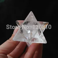 

00241 Clear Natural QUARTZ CRYSTAL Merkaba Star Carved Healing