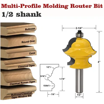 

1PC 1/2 Shank Multiform Multi-Profile Molding Router Bit door knife Woodworking cutter