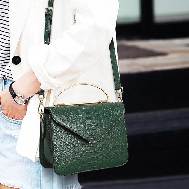 JIANXIU Brand Genuine Leather Handbag Luxury Handbags Women Bags Designer Crocodile Texture Shoulder Crossbody Small Tote Bag 2