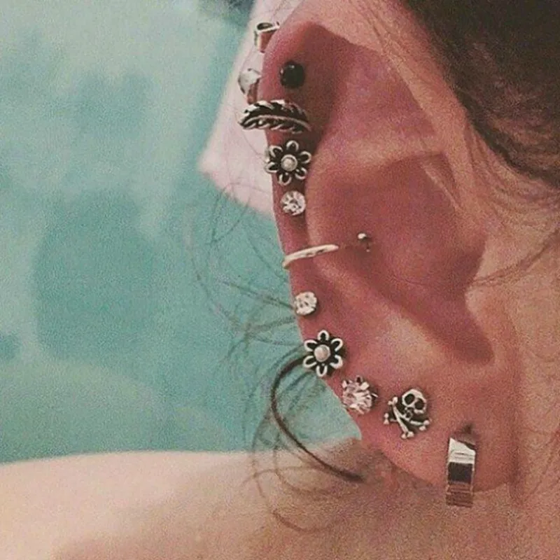 

1 Set Sell Women Skeleton Skull Bohemian Earring Hoop Earrings for Women Boucle Jewelry Dazzling Cubic Zirconia Opal Brincos