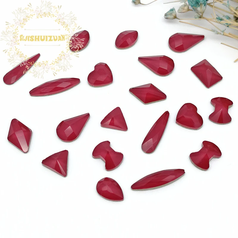 

New arrival! Mixing Mocha red shape and sizes Glass Crystal Flatback rhinestones DIY Clothing accessories and nails