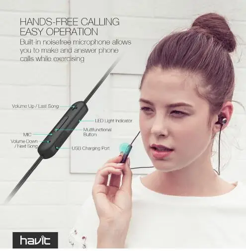 Оригинальные HAVIT i39 Bluetooth V4.2 Наушники Беспроводные спортивные Ephones