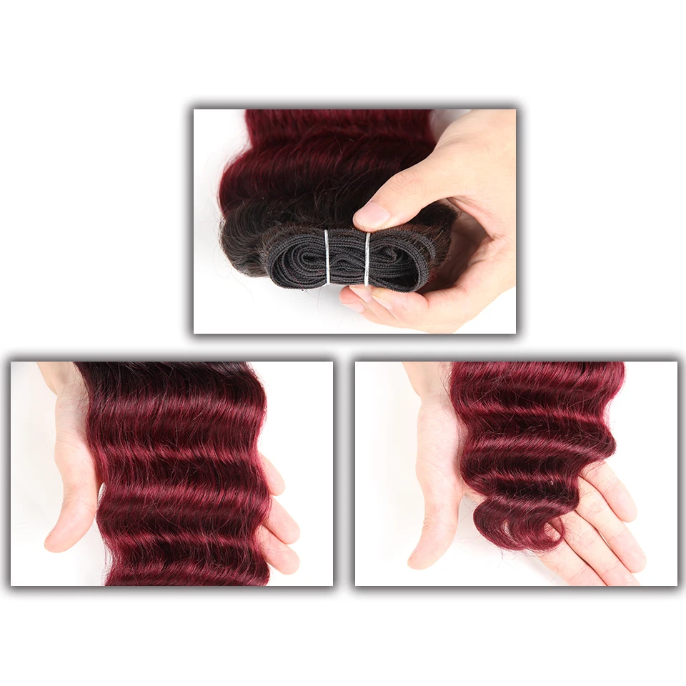Human hair extensions human hair bundles 1 Piece Brazilian deep wave human hair weave bundles P6-27 T1B-99J Ombre Remy extension