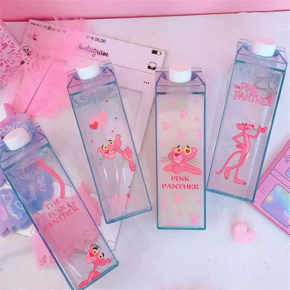 

Cute Pink leopard 550ml Sports Water Bottle Milk Box portable my drinking bottle BPA Free for Girl KId outdoor travel