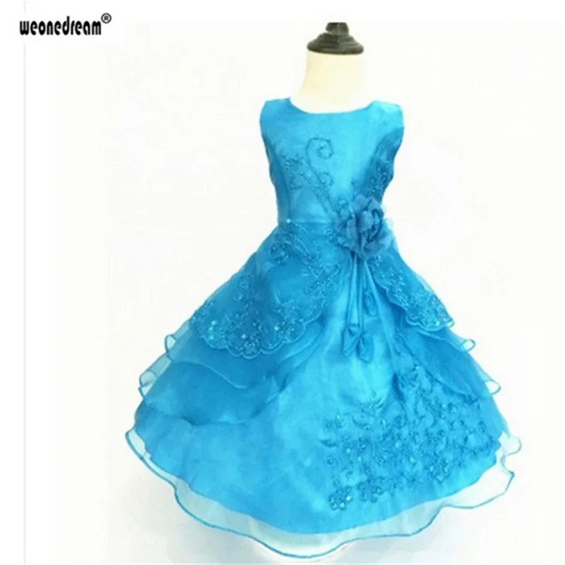 WEONEDREAM Girls Dress Embroidered Flower Bow Formal Party Ball Gown