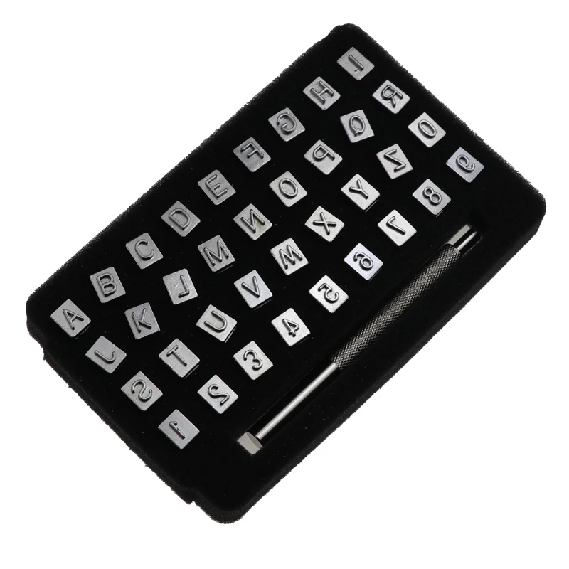 

36 piece steel alphabet number stamp punching set for handmade leather stamps craft tools easy fun