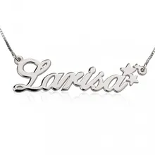 Wholesale Personalized Nameplate Silver Necklace With Star Fashion Girl Name Pendent Custom Jewelry Birthday Party Gift collier