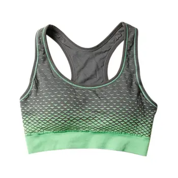 

Multi Print Fitness Bra Women Crop Top Gradual Color Wide Adjustable Strap Sexy Bra Wireless Padded Seamless Bras for Women