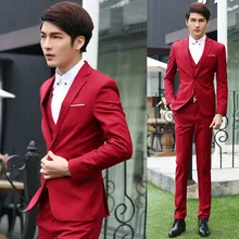 Куртки+ жилет+ брюки) новые мужские костюмы тонкий под заказ смокинг бренд мода Bridegroon Бизнес платье свадебные красные Костюмы Блейзер