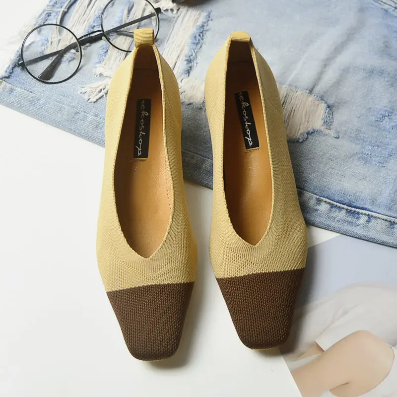 Новые женские туфли лодочки sapato feminino Дышащие Трикотажные Мокасины с острым