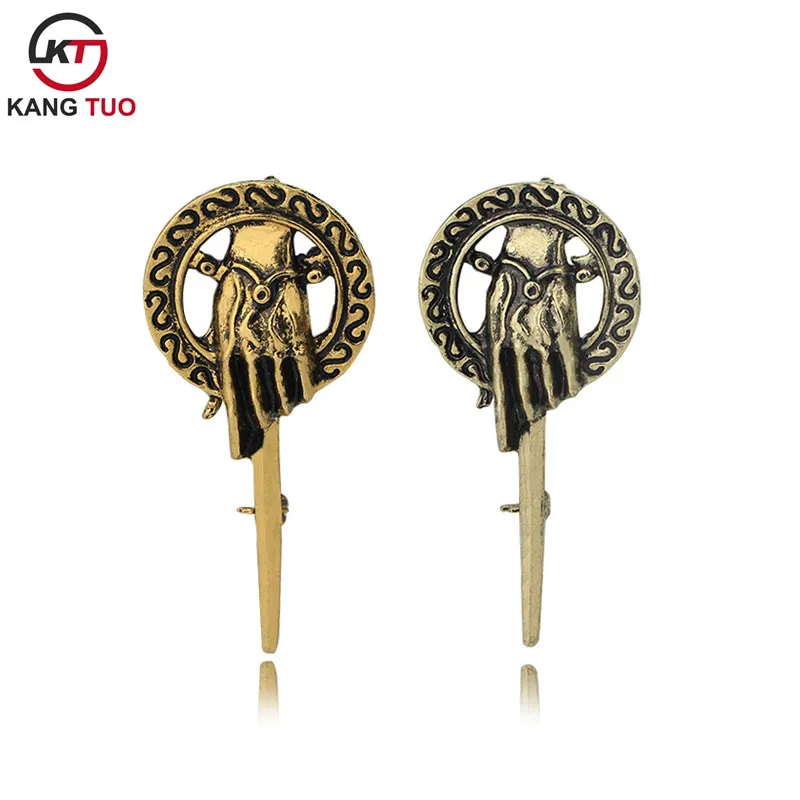 

Euro-American Hot Sale Movie Game Of Thrones The Hand Of King Brooch Alloy Plated Pin For Women&Men Size 5.2*2.4cm