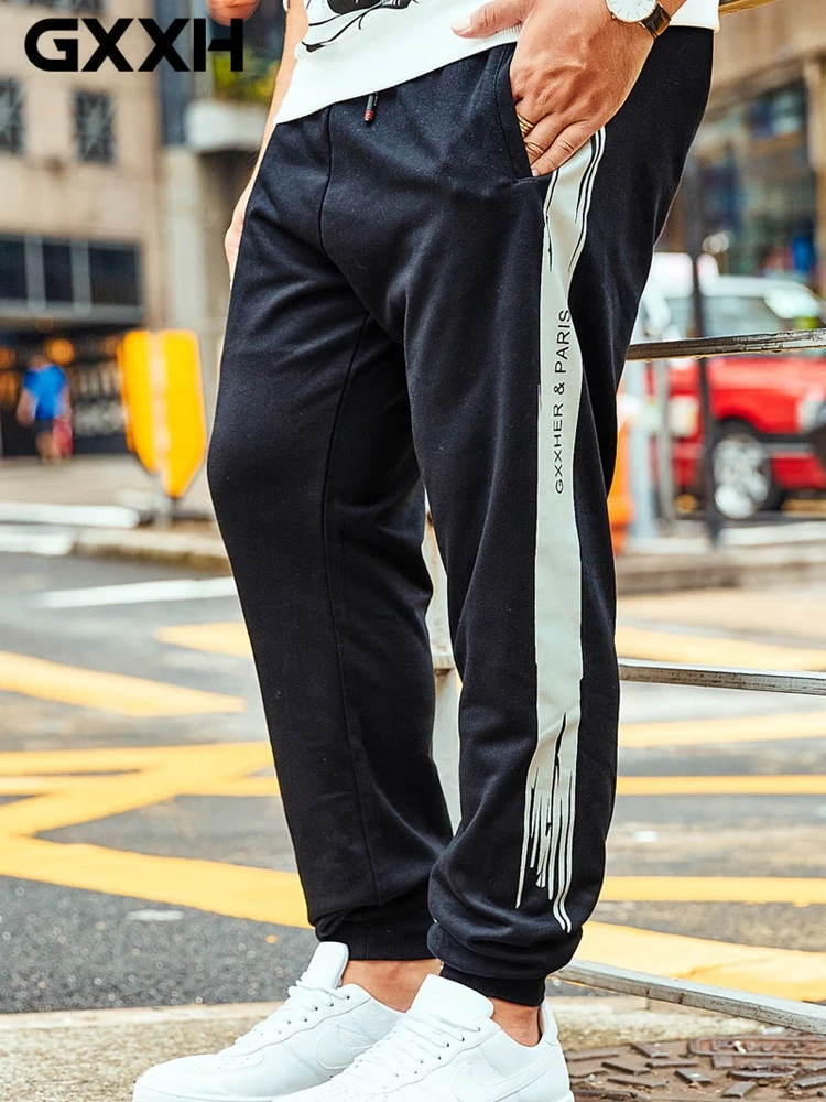 

Men Pants New Fashion Mens 2019 New Side Strips Printed Slacks Trousers Tracksuits Bottoms Loose Casual Joggers Pencil Pants 7XL