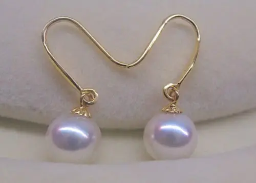 

charming luster perfect round AAA+10-11mm south sea white pearl earring 14k
