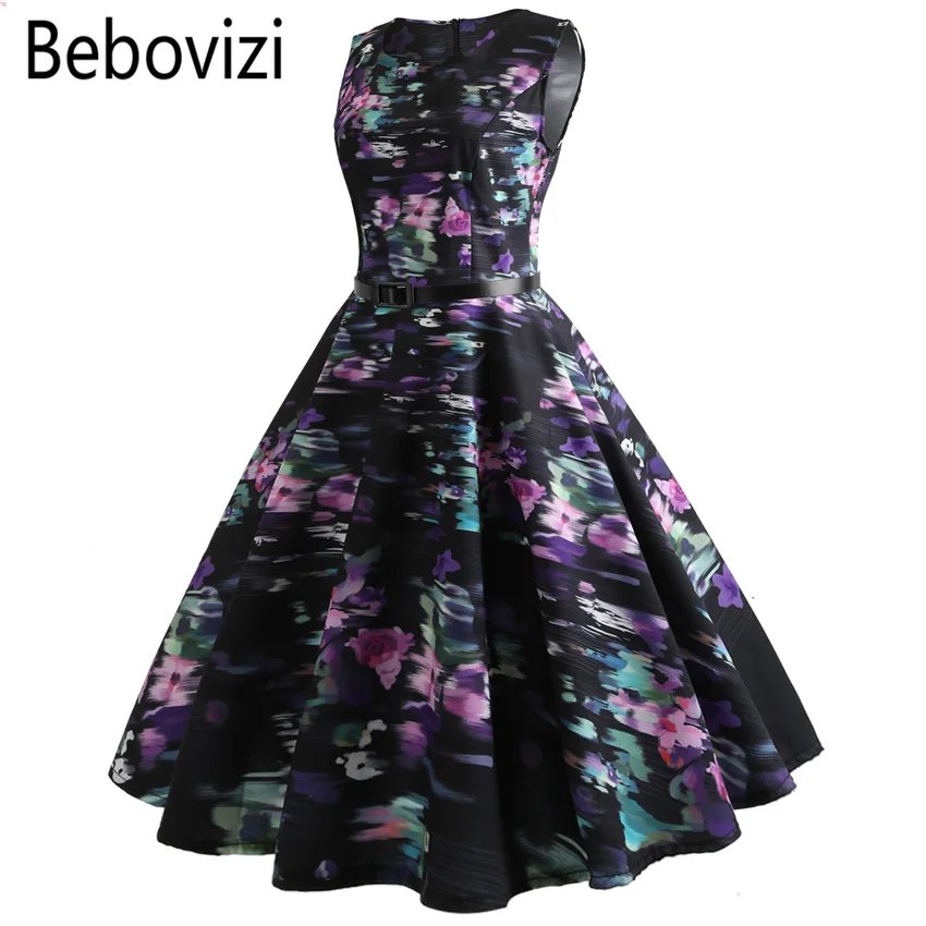 Bebovisi новое летнее элегантное платье с принтом бабочки Одри Хепберн одежда для женщин вечерние платья миди - Цвет: 2056
