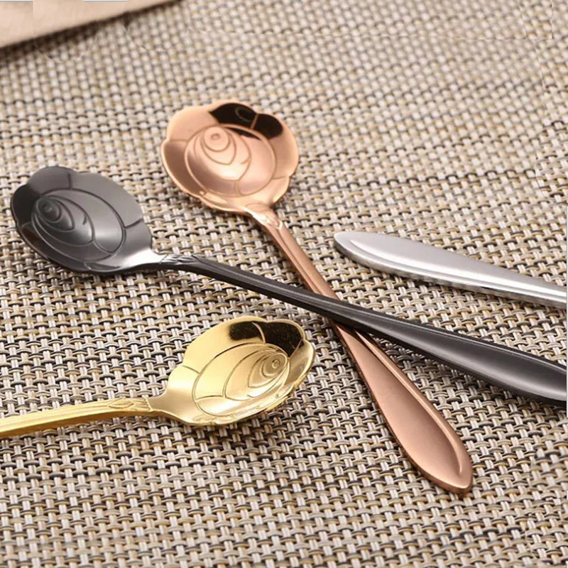 

Stainless Steel Mini Cherry Spoons For Coffee Tea Dessert Drink Mixing Milkshake Spoon Tableware Set Kitchen Supplies
