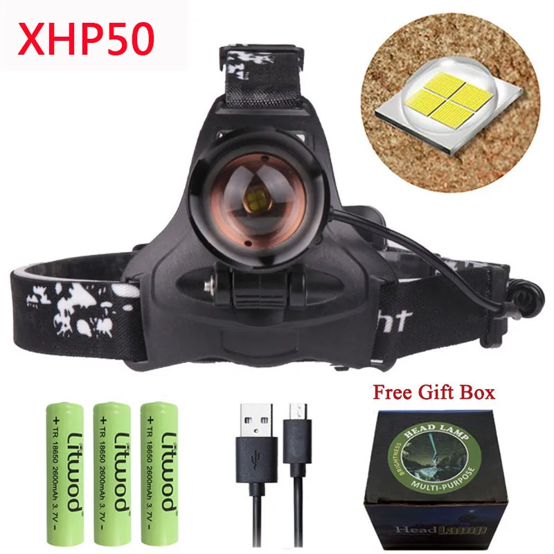 Z90 Litwod 2808 XLamp XHP70.2 светодиодный 32 Вт zoom светодиодный налобный фонарь 4292lm лучший яркий Мощный налобный фонарь - Испускаемый цвет: F