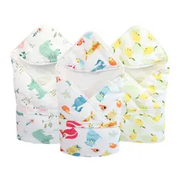 Новое Детское одеяло s новорожденное детское Пеленальное плотное муслиновое одеяло детское Хлопковое одеяло с капюшоном спальный мешок
