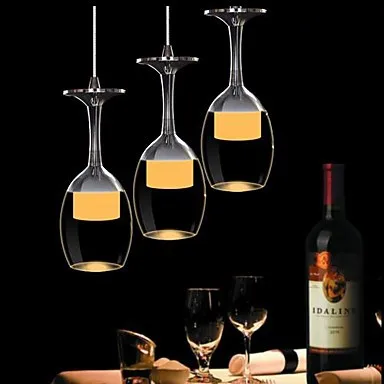 

3Wx3 LED Lights Cup Wineglass Modern Pendant Light Lamp for Living Room Bar Saloon Dining Room Free Shipping