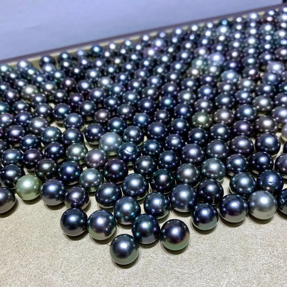 

Real Natural Tahitian Tahiti South Sea Pearls, Loose Black Color Pearls, 8-11MM Big Size Round Pearls, 10PCS/LOT