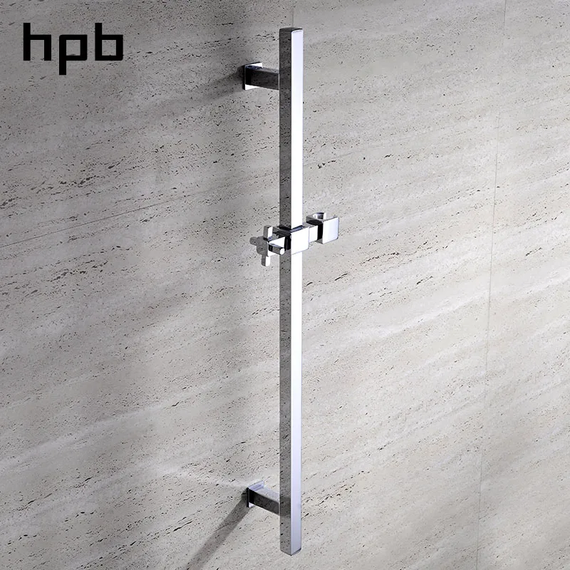 HPB Brass Square Chrome Polished Shower Slide Bars Shower Head Lifting
