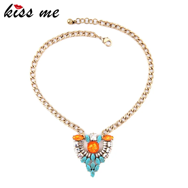 

Kiss Me New Brand Bib Statement Jewelry Alloy Fashion Vintage Female Pendant Necklace Factory Wholesale