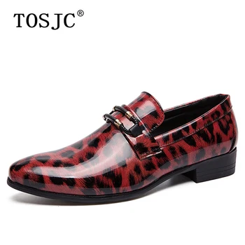 

TOSJC Fashion Men Dress Loafers Handmade Metal Buckle Pointed-toe Oxfords Breathable Slip On Formal Shoes Luxury Smoking Shoes