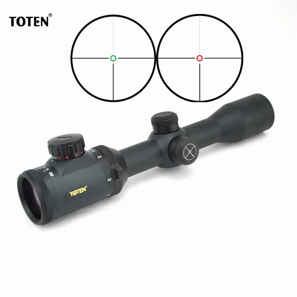 

TOTEN 1.5-5x32 Wide Angle Airsoft Riflescope Crosshair Dot Red/Green Illuminated Optics For Hunting Magnifier