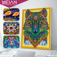Meian, алмазная картина "Волк" 5D DIY Дрель Алмаз для алмазной вышивки мозаика, картина, частичный Диамант DP Аксессуары декор