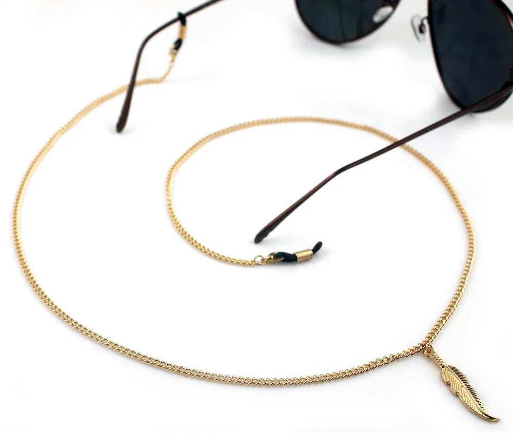 

Metal feathers Anti-slip eyeglasses Chains head cord glasses strap Eyeglasses Sunglasses Cords Lanyard Rope Holder Spectacle