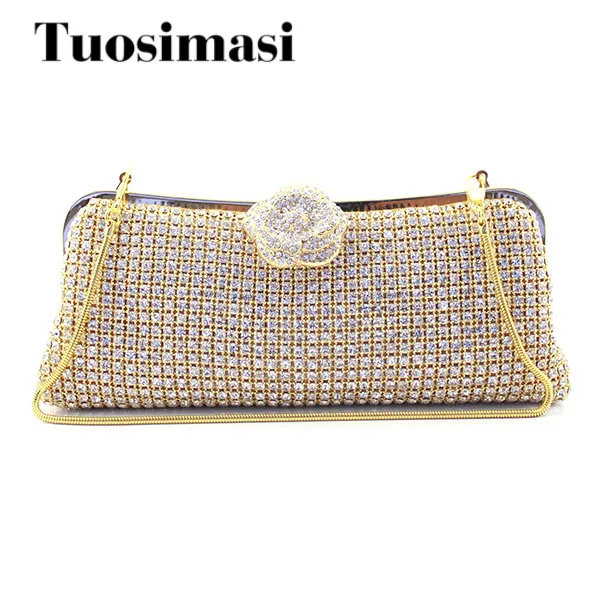

Golden rhinestone crystal diamond fashion luxury velvet women day clutch small purse bag with gold shoulder chain handbag