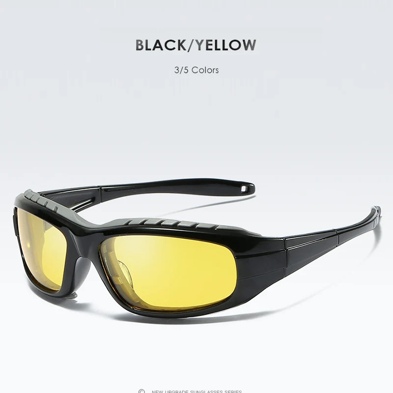Высокое качество, ветрозащитные HD поляризационные спортивные мужские солнцезащитные очки, тактические, для улицы, анти-УФ очки, oculos de sol masculino Gafas - Цвет линз: Balck-yellow