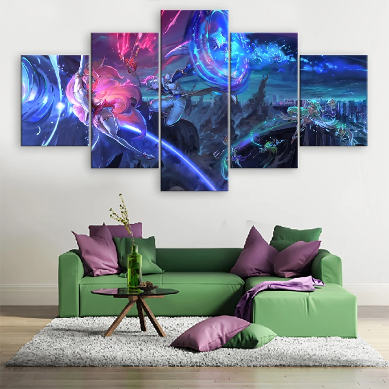 Star-Guardian-Canvas-Painting-5-Pieces-Printed-Modern-Wall-Art-League-of-Legends-Home-Decor-Pictures
