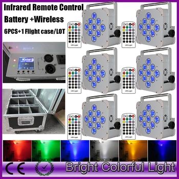 

6XLOT RGBWA UV 6 IN 1 IR controller infrared Wireless LED uplights Battery Powered LED Uplights for wedding party lighting