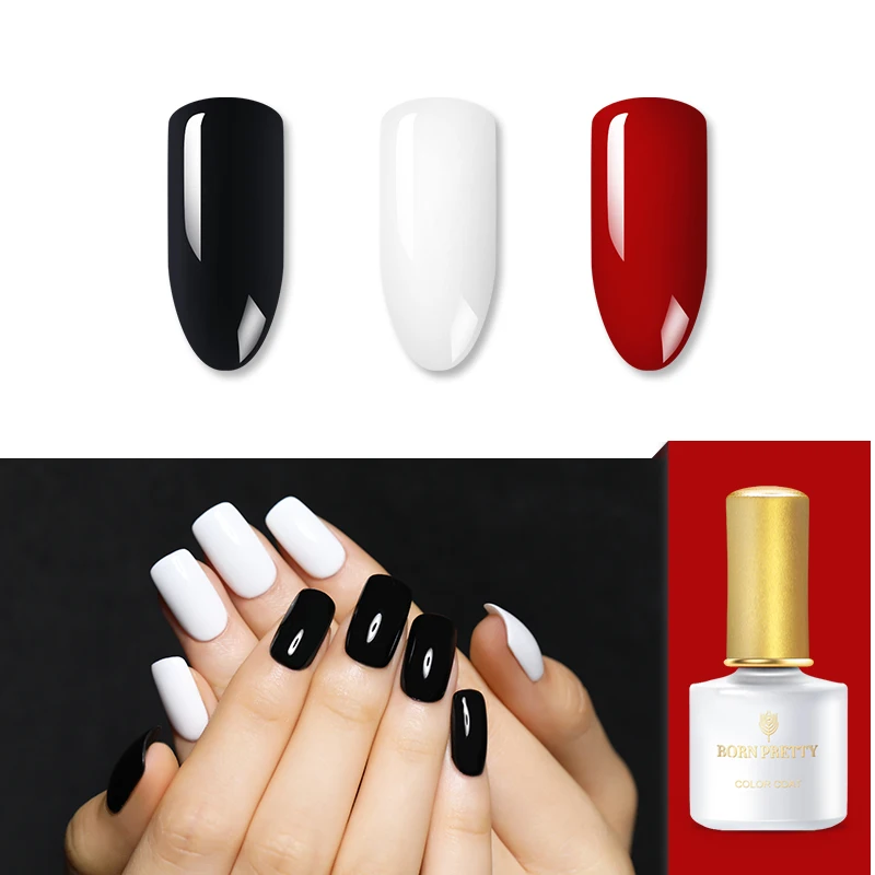 

BORN PRETTY Black White Nail Gel Polish Pure Nail Color 6ml Basic Line Gel Varnish Soak Off UV Long Lasting Nail Art Lacquer