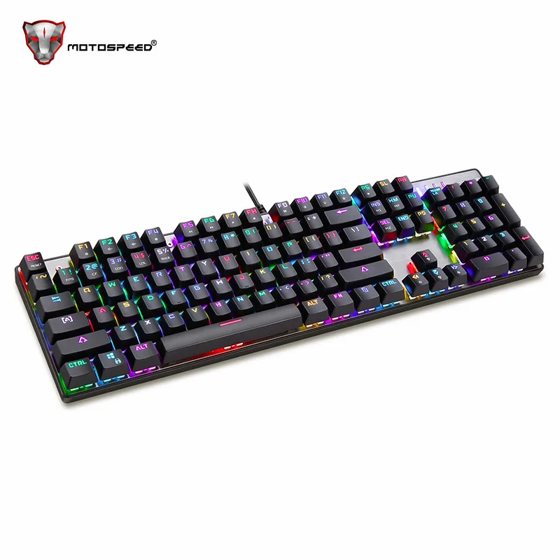 Motospeed CK104 Проводная Механическая клавиатура 104 клавиш RGB синий переключатель светодиодный с подсветкой игровая клавиатура с защитой от привидения для геймерского компьютера