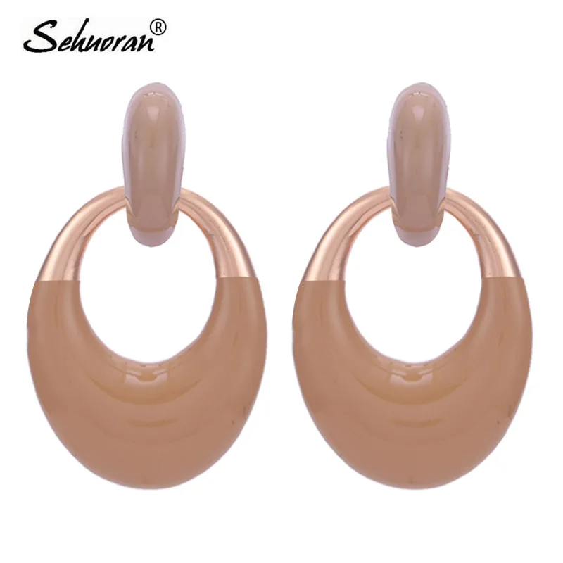 

Sehuoran Oorbellen Brincos Oval Drop Earrings For Women Drip Oil Bohemian Statement Pendientes Fashion Jewelry Wholesale Earings