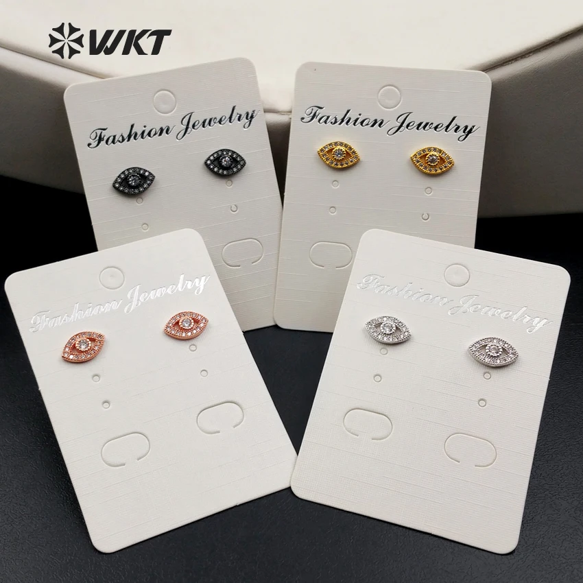 

WT-ME011 WKT Wholesale Popular Elegant Cubic Zircon For Lady Jewelry Fashionable Evil Eye Shape Mini-Stud Earrings