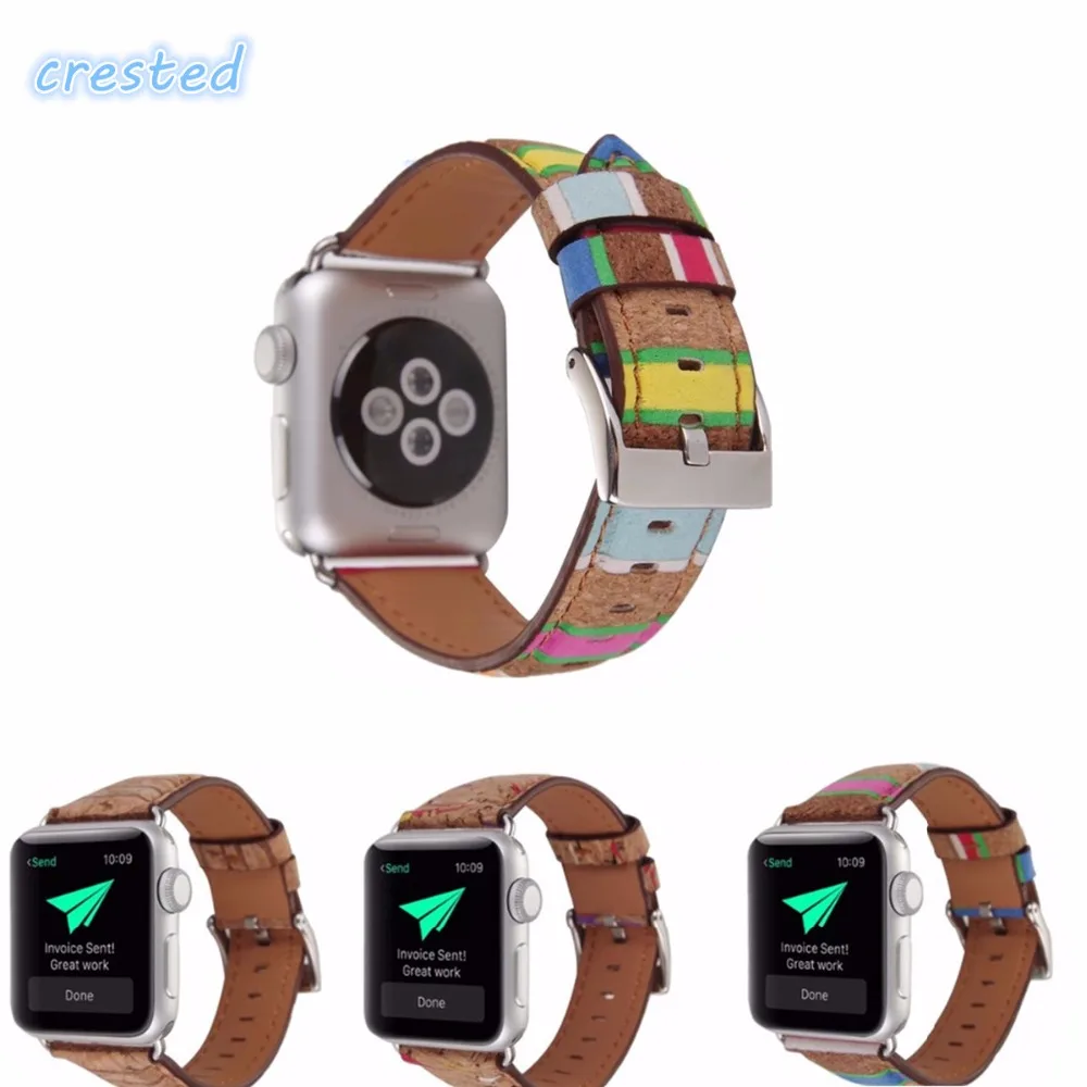 

Wood Style leather watch band strap for apple watch band 42 mm /38 serise 2 3 Vintage Folk Floral wrist watch bracelet