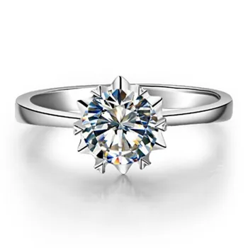

Test Positive Brand Moissanite Ring Test Positive 0.5CT Solitaire Moissanite Diamond Ring Snowflake Engagement Women Silver