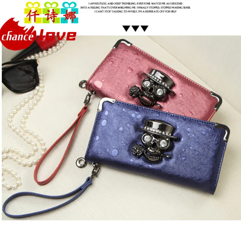

Punk Style Cool Women Wallets Skull Pattern Lady Long Clutch Wallet High Quality Purse For Women Carteira
