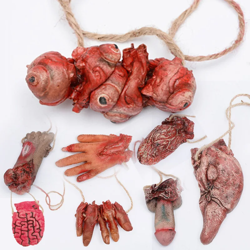 

Brand New Halloween Decoration Scary Bloody Fake Latex Arm Hand Foot Heart Brain Finger Party Decoration Supplies holesale