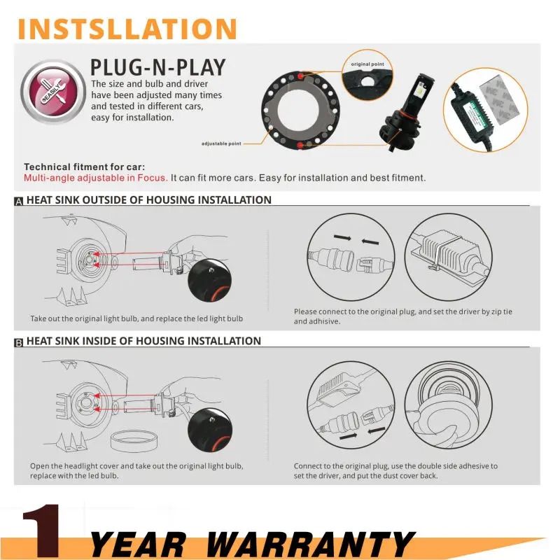Car Led 9005 HB3 9006 HB4 Fog Lamps High Power Bulbs 12V 24V HB3 Parking Lights Turning led For Ford