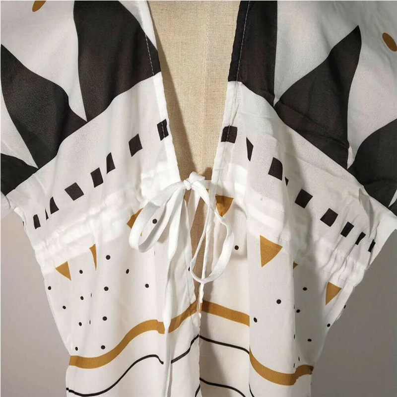 long flowy beach dress Fashion Print Women Dress Beach Cover ups Summer Holiday Party Clothes Swimwear Bikini Tunics Female Long Dress Kaftan Cover Ups sheer bathing suit cover up