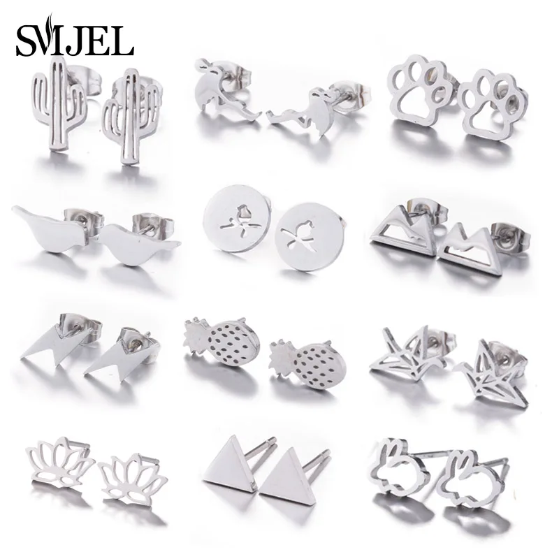 Черные серьги SMJEL из нержавеющей стали ювелирные изделия серьги-гвоздики в виде