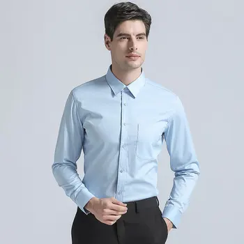 

Men's Regular Fit Dress Shirts High Quality Cotton Blend Long Sleeves Shirt Men's Solid Color Business Shirts Casual Men Shirts