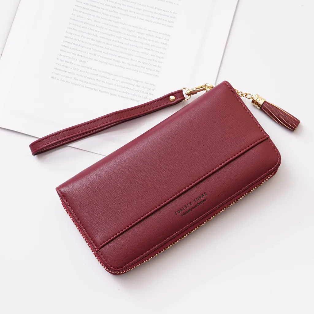 

Wallet Women Long Wallet Fresh Student Bag Simple Multi-card Seat Buckle Coin Purse Leather Long Zip Wallet Coin Phone Key Bags